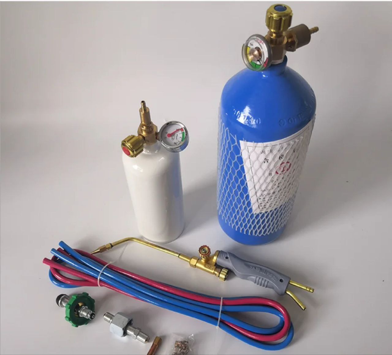 کیت جوشکاری پرتابل با کپسول اکسیژن ۲ لیتری، ست کامل تورچ و کیف حمل مناسب جوشکاری لوله مسی 
