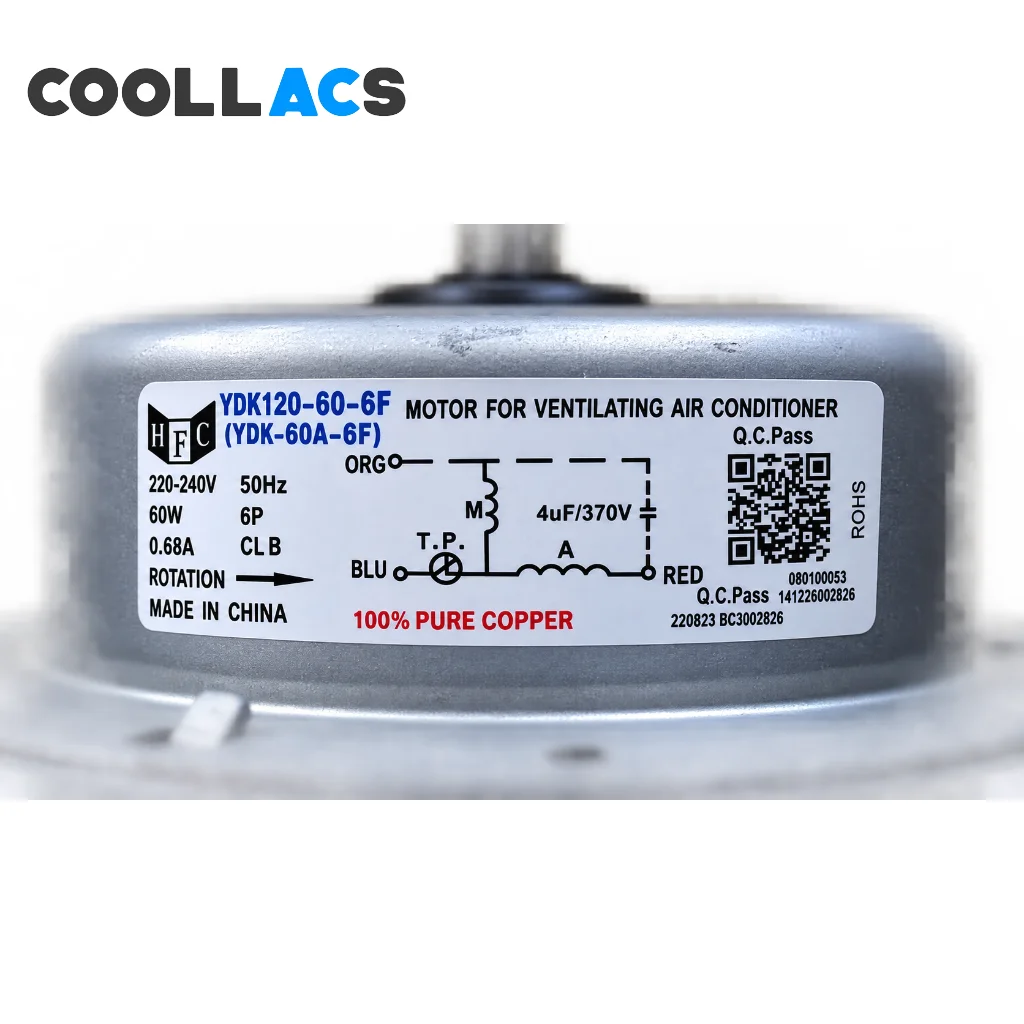 موتور فن کندانسور کولر دو تیکه 60 وات مدلYDK-120-60-6F