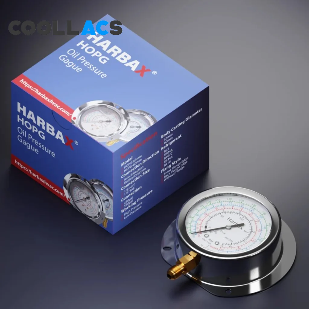 گیج فشار روغنی هاربکس مدل 550PSI اتصال از بغل
